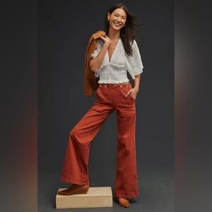 Anthropologie High-Rise Wide-Leg Utility Trouser Jeans by Pilcro